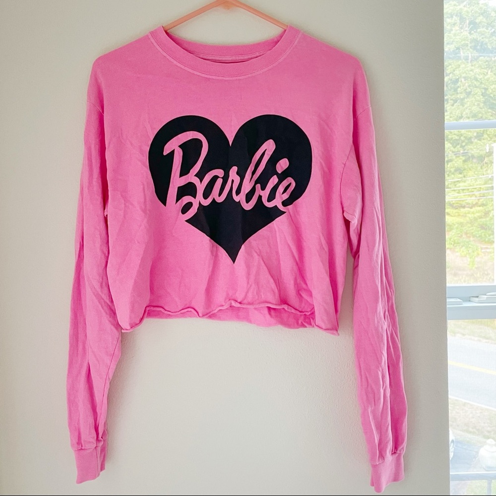 Barbie Hot Pink Cropped Long Sleeve Size Medium